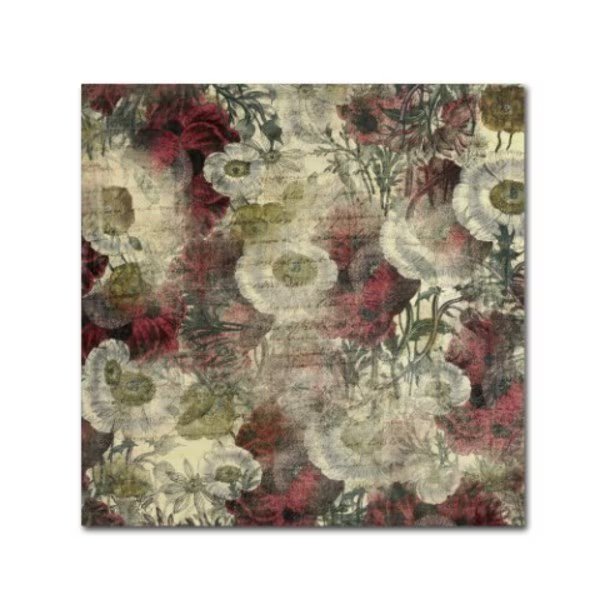 Marcee Duggar 'Floral Bouquet Scripty Collage' Canvas Art, 18x18, Trademark Fine Art, Mfr#: ALI11709-C1818GG